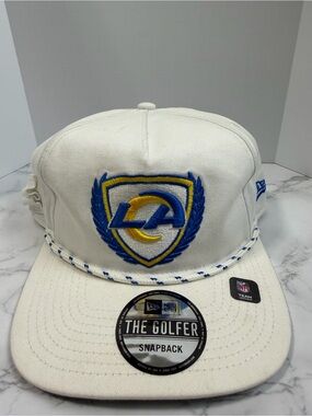 New Era White Snapback Hat with Blue and Gold LA Crest